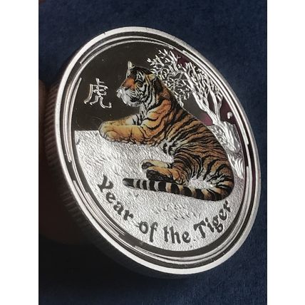 Year of the Tiger Silver coin comes in a protective plastic case Australian