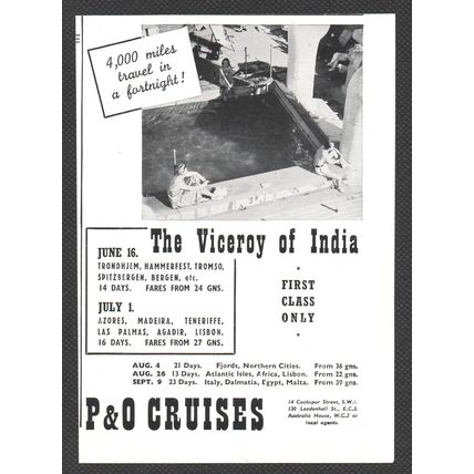 P & O CRUISES ship HOLIDAY :- pre-war Original Vintage 1939 Advert