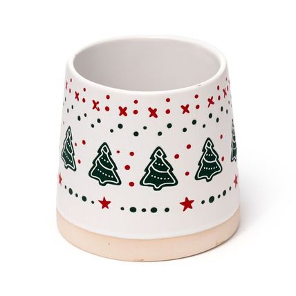 Christmas Tree Stoneware Mug 9 CM &Boxed Decorated Sticth Pattern Gift Festive