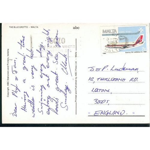 Malta Postcard 1984 - The Blue Grotto - Malta