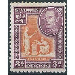 St Vincent 1938 SG154 3d Orange & Purple Mounted Mint .. ..