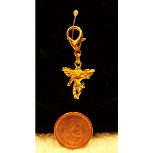 JEWELLERY # 48: Gold Tinted Magnetic Winged Angel Mini Pendant +Bonus!