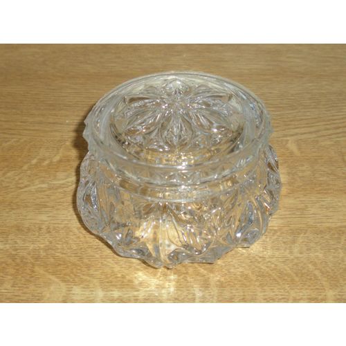 Lovely Vintage Clear Glass Trinket / Powder Pot