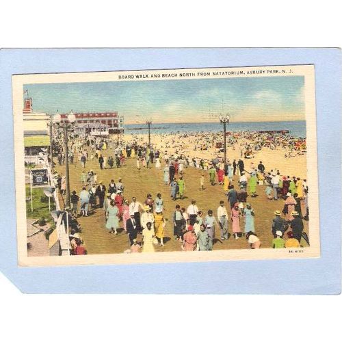 New Jersey Asbury Park Boardwalk & Beach North From Natatorium~1791