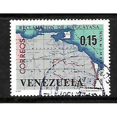 VENEZUELA 1965 GUYANA CLAIM 15c RESTREPO MAP SG1913 FINE USED