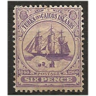 Turks & Caicos Islands 1900 SG106 6d Dull Mauve Wmk Crown CA Mounted Mint . .. .