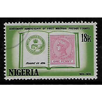NIGERIA 1974 STAMP CENTENARY 18K LAGOS 1d STAMP OF 1874 SG 323 FINE USED