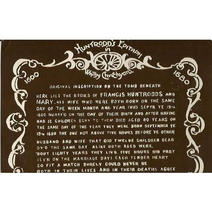 Yorkshire WHITBY Huntrodd's Epitaph Postcard