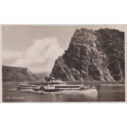 Ship Boat Steamer in Die Loreley The Rhine Germany Real Photo Postcard