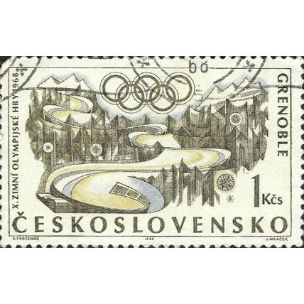 CZECHOSLOVAKIA, OLYMPICS, Grenoble, Bobsleigh, violet 1968, 1Kcs