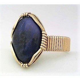 Sodalite Brass Wire Wrap Gemstone Ring 5