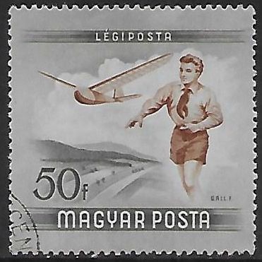Mi 1377: 50 f. deep green-grey/reddish brown Flying Day: Boy Flying a Model