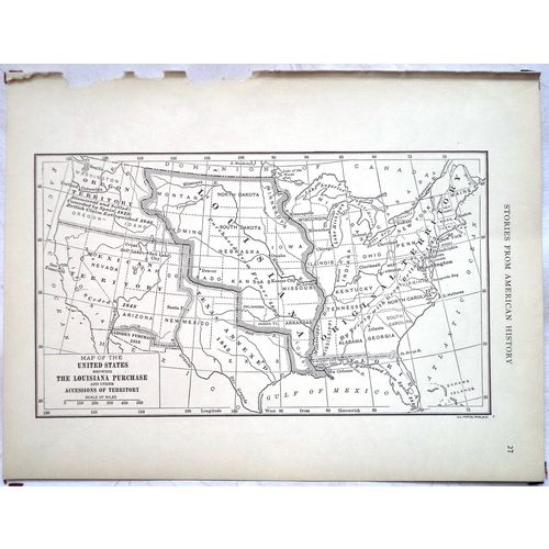 Antique Map print Louisiana Purchase American Territories USA history accessions