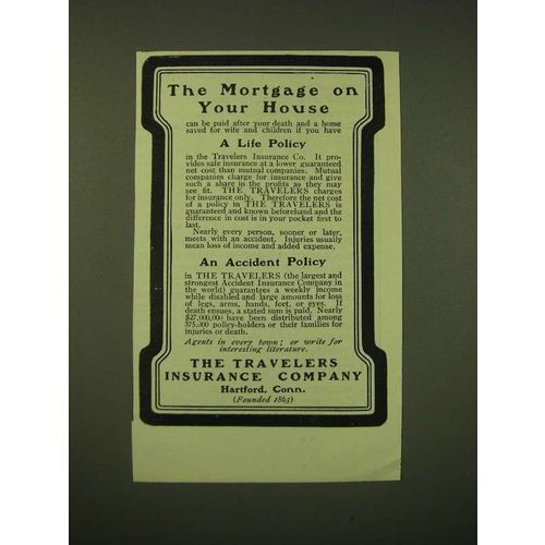 1902 The Travelers Insurance Company Ad - The mortgage on your house