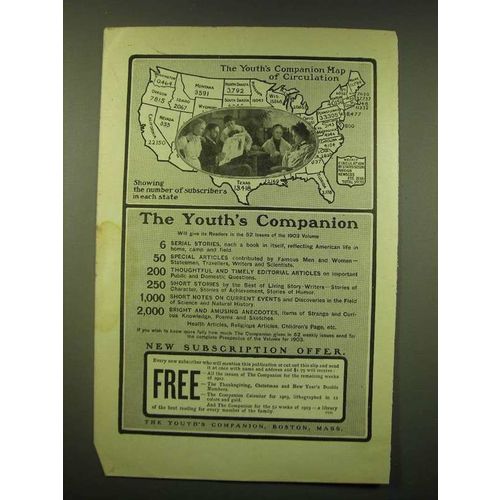 1902 The Youth's Companion Ad - Map of circulation