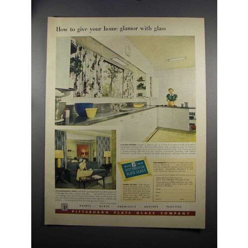 1951 Pittsburgh Plate Glass Ad - Glamor With Glass