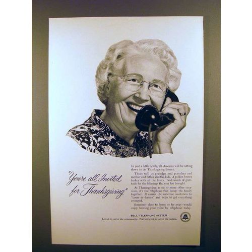 1954 Bell Telephone Ad - All Invited for Thanksgiving