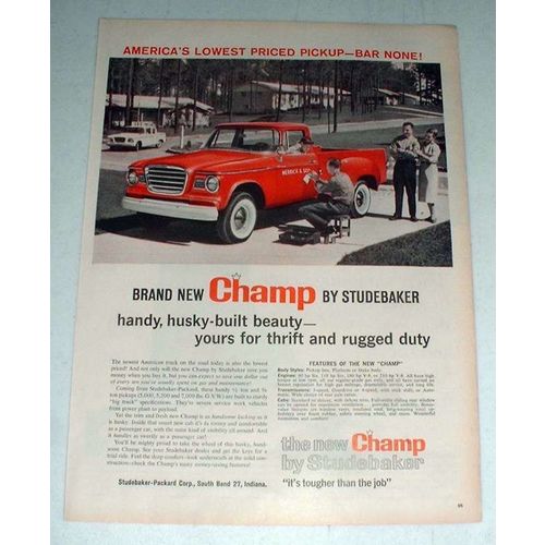 1960 Studebaker Champ Pickup Truck Ad - Rugged Duty