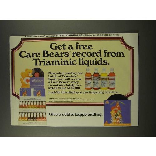 1986 Triaminic Liquid Cold Medicine Ad - Care Bears