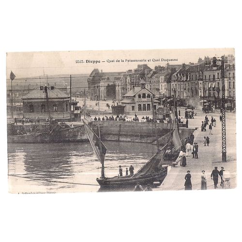 QUAI DUQUESNE, DIEPPE, FRANCE used antique postcard harbour #