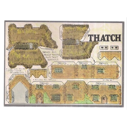 THATCHED COTTAGE . . unused postcard, FIDDLER'S GREEN Fun Construction cards