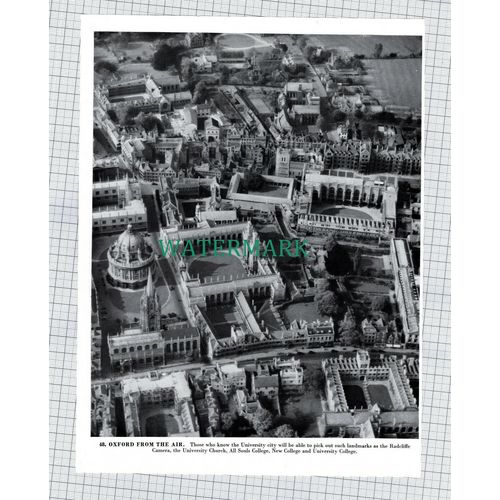 X1949) Oxford Aerial View / Stratford On Avon - 1960s Book Print