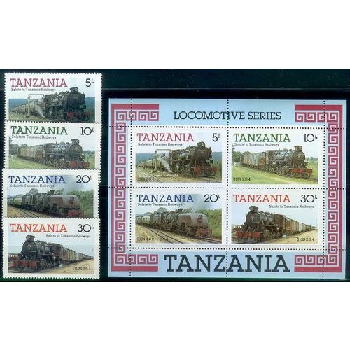 TANSANIA TANZANIA [1985] MiNr 0268-71 Block 44 ( **/mnh ) Eisenbahn
