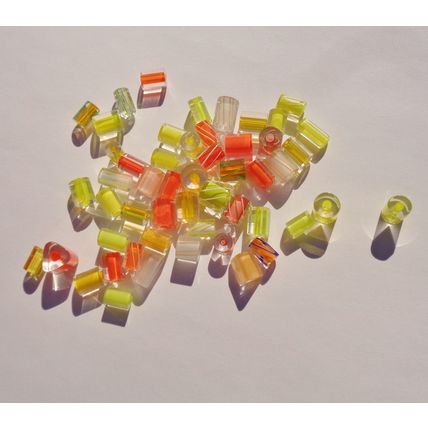 50 Givre Glass Bead Mix Yellow Orange Various Shapes Sizes Craft bd106
