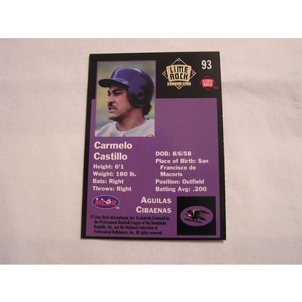 Carmelo Castillo 1993 Lime Rock Winter League GOLD NO. 93 ROOKIE