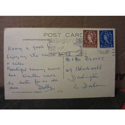 MAIDENCOMBE BEACH, TORQUAY, DEVON , used vintage postcard 1965 pm =