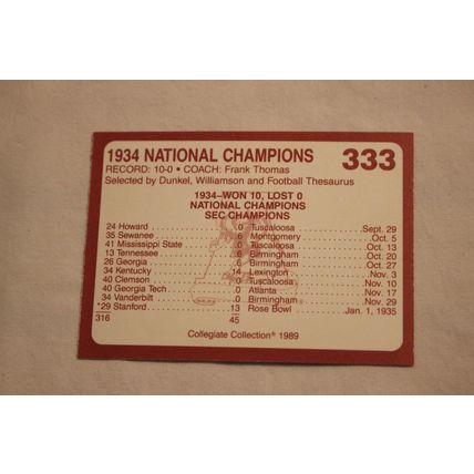 1934 National Champions 1989 Collegiate Collection Alabama's Finest NO. 333