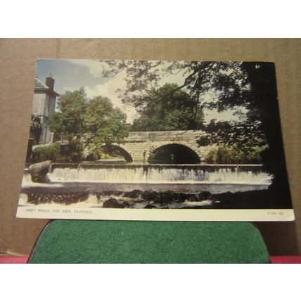 ABBEY BRIDGE and WEIR, TAVISTOCK, DEVON unused postcard by Jarrold =