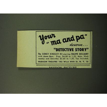 1950 Detective Story Play Advertisement - Your ma and pa deserve