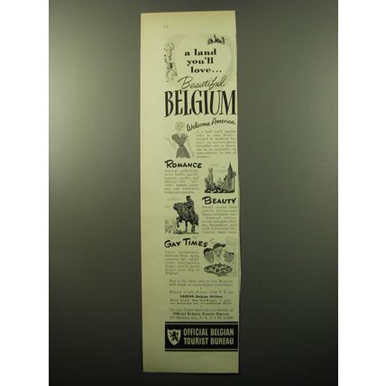 1950 Official Belgian Tourist Bureau Ad - A land you'll love.. beautiful Belgium