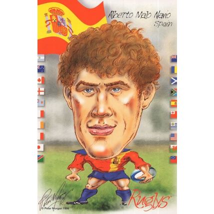 Alberto Malo Navio 1999 Spanish Rugby Team Rare Artist Signed Postcard