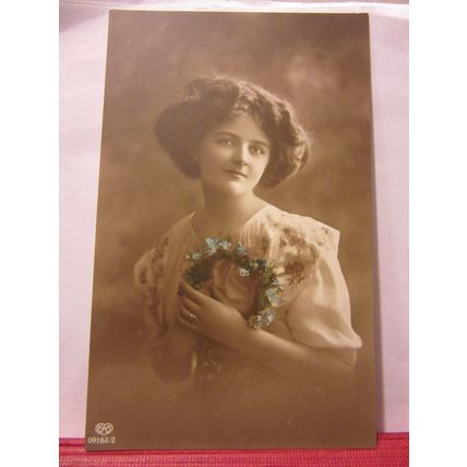 pretty YOUNG LADY used antique postcard by EAS /