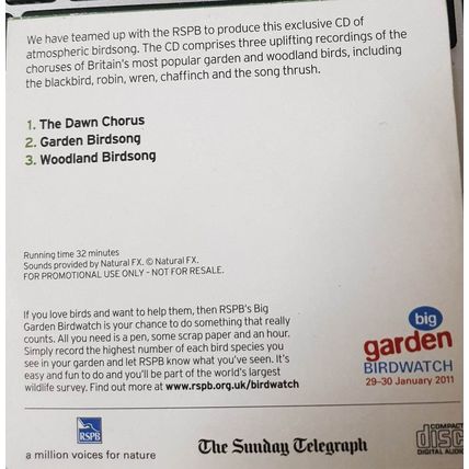 The Dawn Chorus Audiobook CD Book Promo Telegraph RSPB Audio Book Birdsong