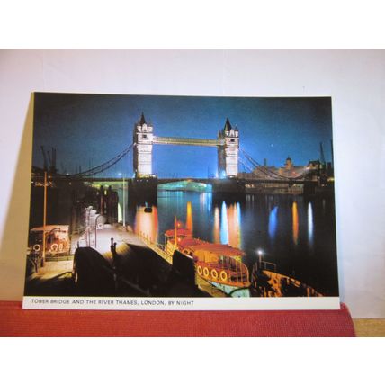 BY NIGHT, TOWER BRIDGE, The Thames, LONDON unused postcard Colourmaster #