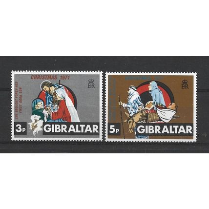 Gibraltar.1971 Christmas set of 2.Mounted Mint.Nov23