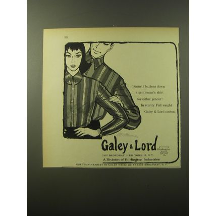 1960 Galey & Lord Fashion Ad - Bennett Buttons Down a Gentleman's shirt