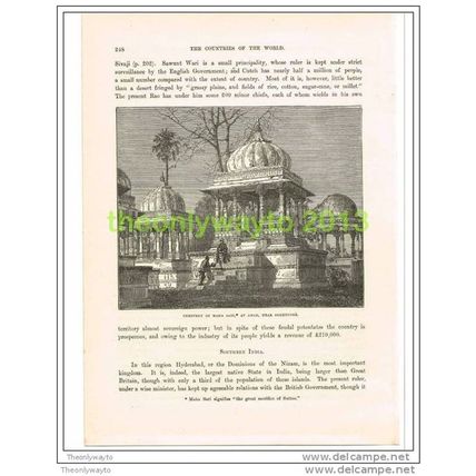 CEMETERY OF MAHA SATI, AHAR, NEAR OODEYPORE, INDIA, Book Illustration c1890