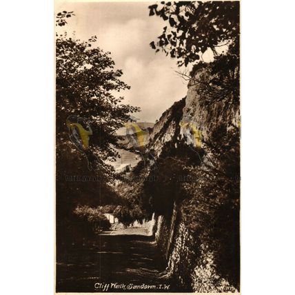 Cliff Walk, Sandown, IOW, N.1119 RP Spicer Postcard 1934