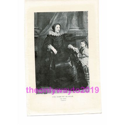Une Dame et sa Fille, Van Dyck, Louvre, Paris, Book Illustration, c1918