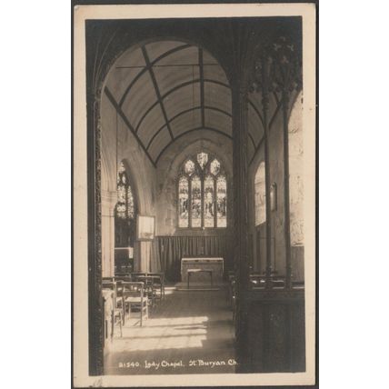 Lady Chapel, St Buryan Church, Cornwall, c.1930s - Hawke RP Postcard