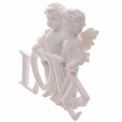 Beautiful White Cherubs Holding LOVE Figurine Ornament