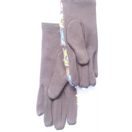 Equilibrium Ladies Blue Swirls Gloves with Black Buttons & Back Christmas Gift