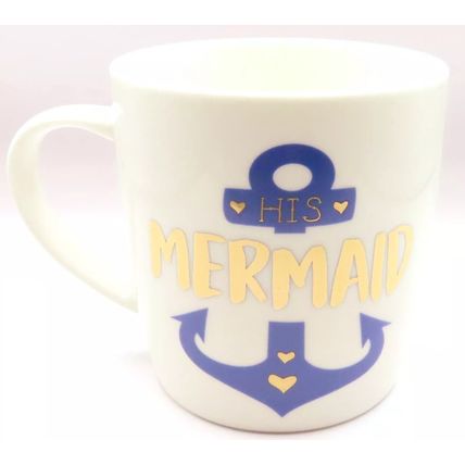 His Mermaid Mug Fine China Blue Anchor 9 CM Boxed Tableware Beverage Gift