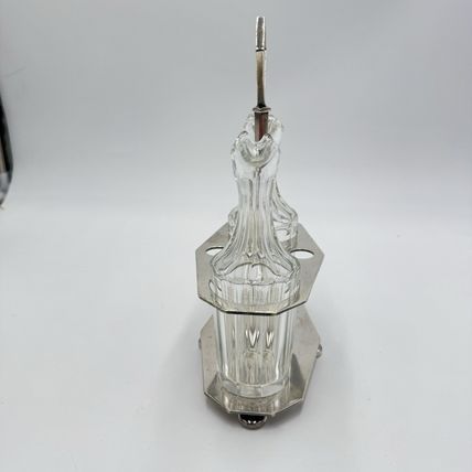 Antique 19th Ercuis France Perles Silverplate OIL Vinegar Cruet Missing Topper