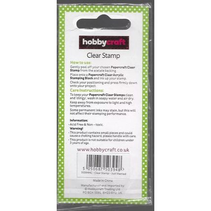 Hobbycraft. Just Married Stamp. Stamping Cardmaking Scrapbooking Crafts