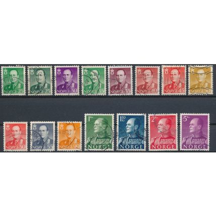 King Olav V: 15 Values - Norway 1958/62 - Used Hinged